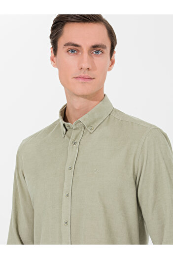 Cacharel Su Yeşili Slim Fit Uzun Kollu Gömlek 50257239-VR048