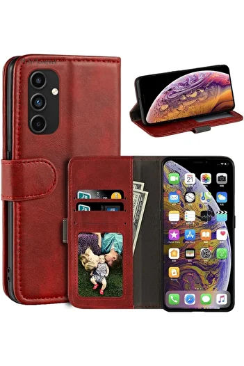 m.tk moveteck Case for Samsung Galaxy S24 Fe 360 Full Containers Leather Textured Flip Cover with Wallet Stand Business Card Holder Cover