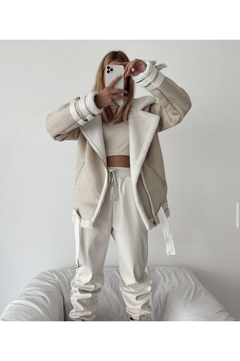 İLKCET MODA Εισαγόμενο Suede Oversize παλτό με μαλακή επίστρωση