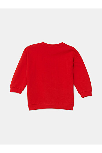 LC Waikiki Lcw Kids Red Crew Neck Nostalgic Monkey Printed Baby Boy Sweatshirt