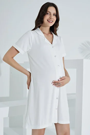 Etoile Bamboo Buttoned Neck Maternity Nightgown 30151-30154