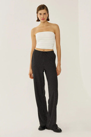 Hiccup Rubber Waist Striped Trousers