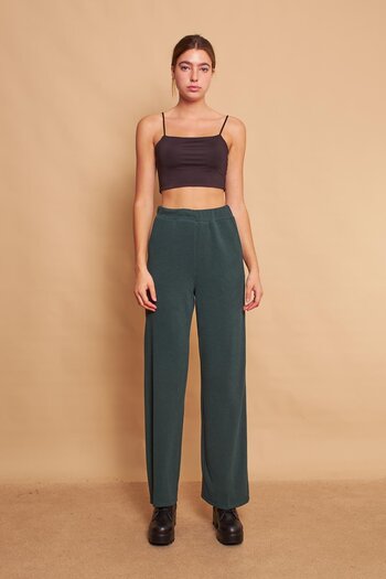 Jument High Waist Side Pocket Hiking Knitwear Trousers-emerald