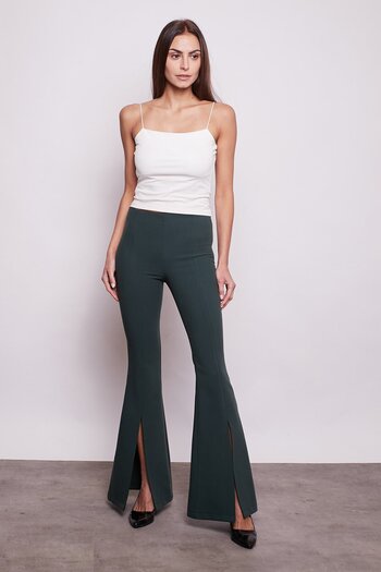 Jument High Waist Lycra Women's Trousers - Spanish Leg with Stitching Detail and Slit