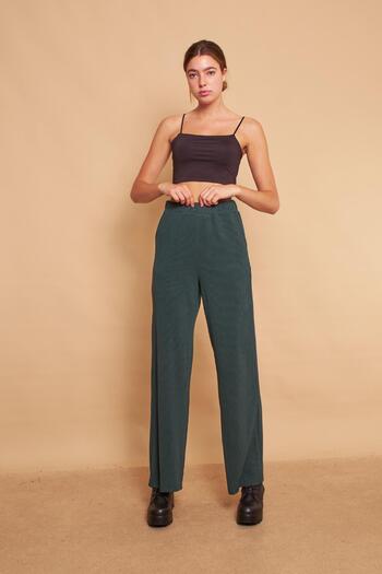 Jument High Waist Side Pocket Hiking Knitwear Trousers-emerald