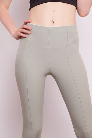 Jument Power Strech Lycra Slim Cut High Waist Elastic Waist Ankle Length Fabric Trousers-çağla Green