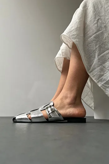 Mupa Shoes Women's Slipper SILVER Patent Leather