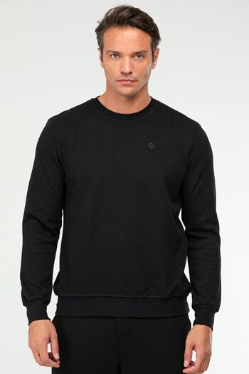 speedlife Black Regular Cotton O-Neck Basic Men's Sweatshirt Xc2372