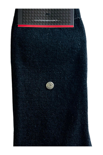 Pierre Cardin Lambswool Buttoned Wool Premium High End Single Socks (Black)