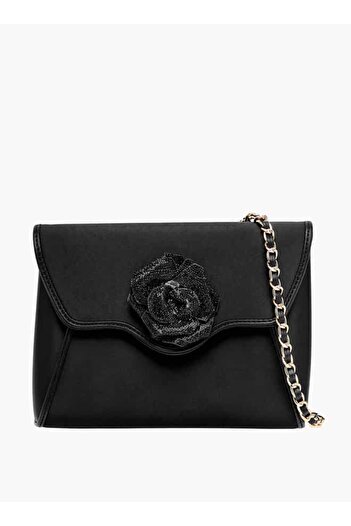 Celeste Floral Accent Crossbody Bag with Detachable Chain Strap and Flap Closure - W 6.5 x H 13 x D 19 cm