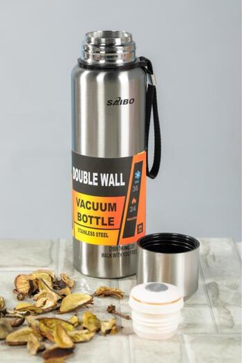 Kapris Saibo 1 Liter Inox Double Wall Steel Thermos Gray
