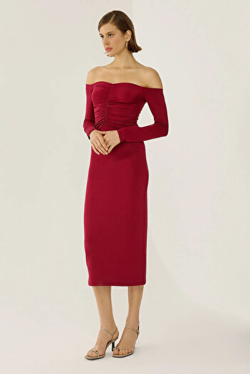Hiccup Open Shoulder Midi Dress