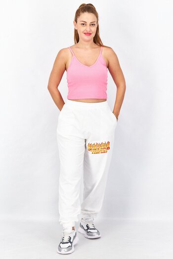 Stranger Things Women Regular Fit Brand Logo Jogger Pants, White