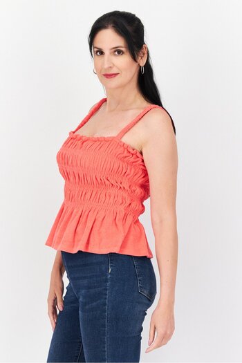 Bar III Women Square Neck Sleeveless Textured Top, Fuchsia