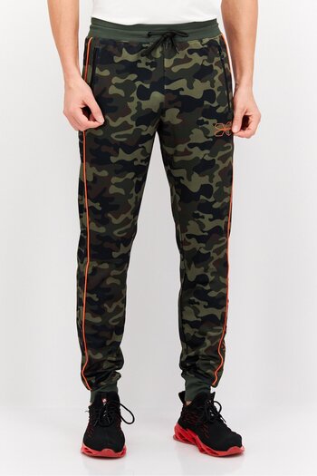 Crosshatch Men Drawstring Camouflage Jogger Pants, Green