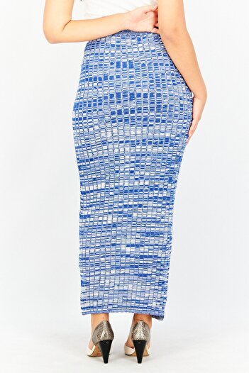 NA-KD Women Textured Maxi Skirt, Blue