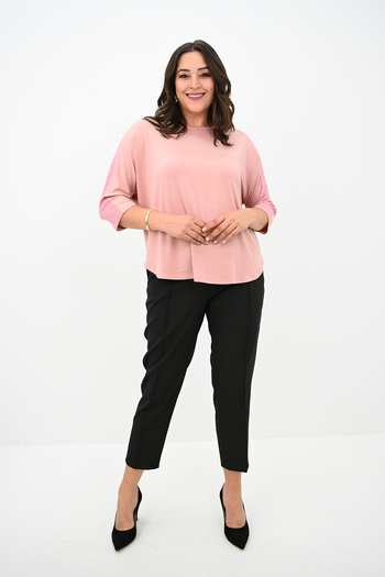 Koza Butik Women's Plus Size Sleeve Glitter Detailed Blouse 1855