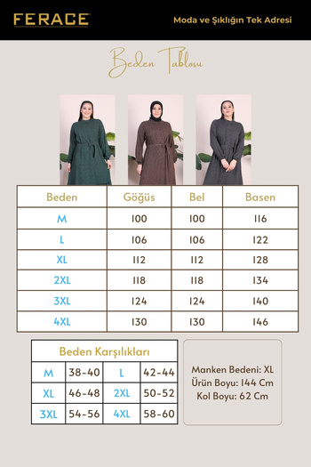 Ferace Women's Large Size Dress Hijab Clothing Prevailing Collar Crispy Pattern