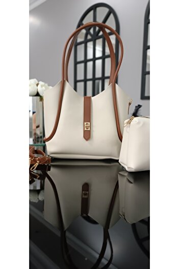 NahitaTyana Women's Hand and Shoulder Bag and Crossbody Bag, Strap, Additional Bag, Puppy, Tan Cream Color