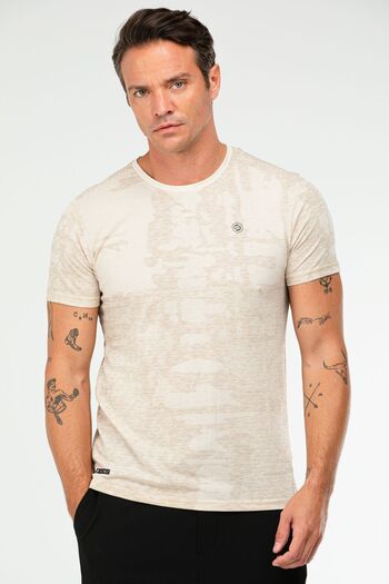 speedlife Beige Regular O Neck Basic Short Sleeve Men's T-Shirt Xf1703