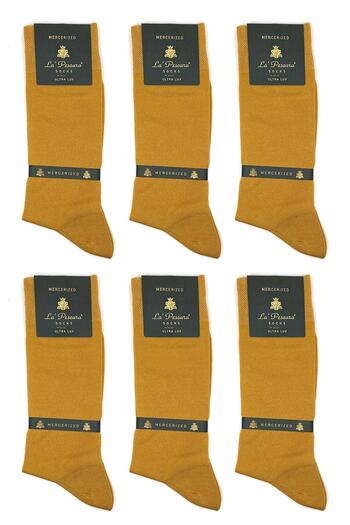 La Pescara La'Pescara Ultra Luxury 6 Pack Mustard Mercerized Men's Socks Crp286