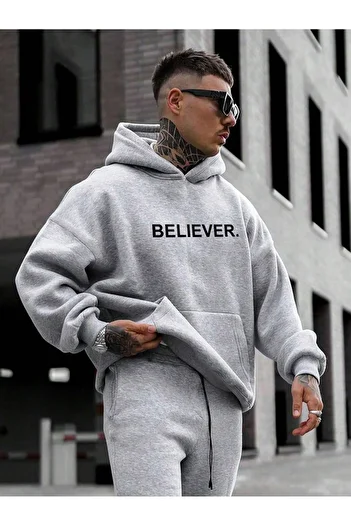 Pink Sky Φούτερ BELIEVER με στάμπα με κουκούλα