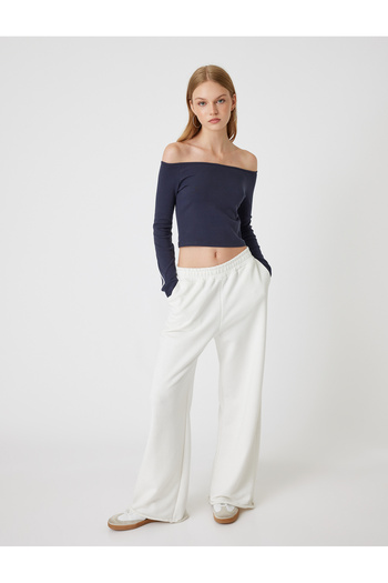 Koton Madonna Neck Body Crop hosszú ujjú Piping Slim Fit