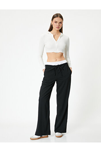 Koton Long Sleeve Slim Fit Crop Cardigan - Hooded and Zippered