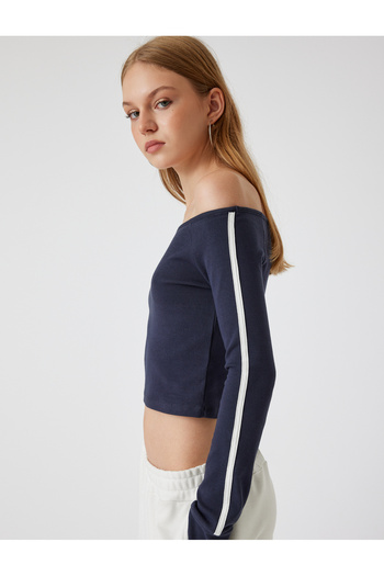 Koton Madonna Neck Body Crop hosszú ujjú Piping Slim Fit