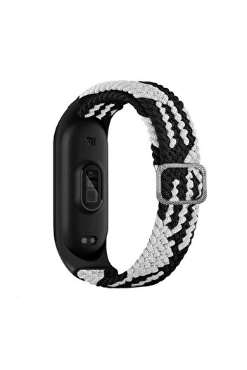 10LİNE AKSESUAR Xiaomi Mi Band 3 Compatible Krd-49 Braid Zore Cord-Black-White