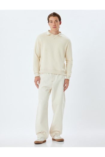 Koton Μακρυμάνικο φούτερ Basic Cotton Polo γιακά