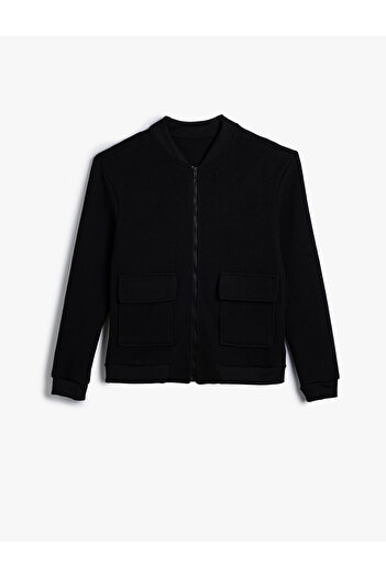 Koton Μπουφάν Oversize Cotton Blend - Λεπτομέρεια τσέπης με φερμουάρ και πτερύγιο