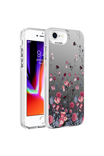zore iPhone Se 2022 Compatible Patterned Zore Silver Hard Case-Flower