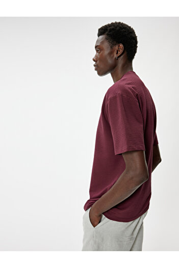 Koton T-shirt με υφή από βαμβακερό κοντό μανίκι με λαιμόκοψη