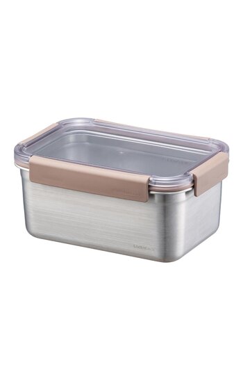 locknlock Stainless Steel Oven & Storage Container Quadrilateral Locked 1.5 Lt - Brown