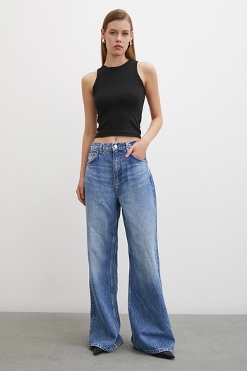 Never more High Waist Blue Wide Leg Jeans