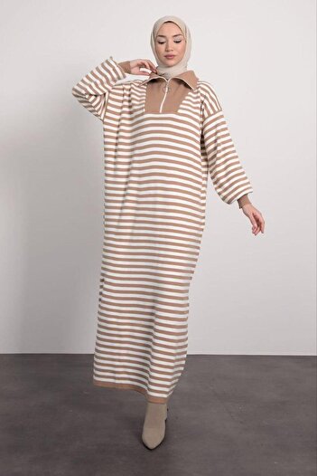 Cardella Zippered Collar - Hijab Knitwear Dress