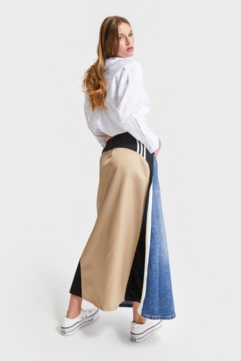 its basic Fusta de damă de culoare denim dublă culoare specială cu lungime maxi
