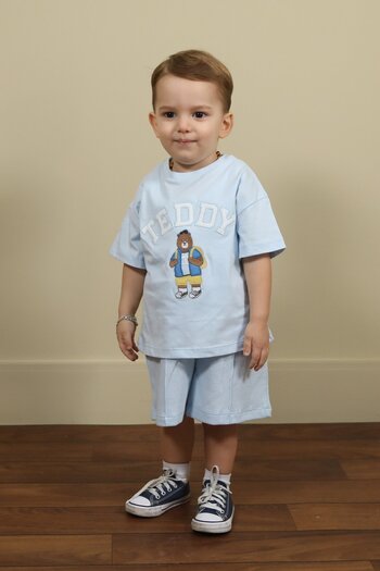 miabambim Light Blue Boy's Teddy Shorts Set