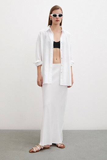 Never more White Oversize Linen Shirt