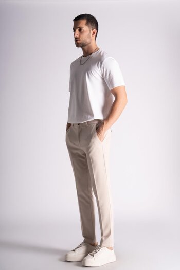 BRACCAS Πλαϊνό ελαστικό Slim Fit Chino Pantalon Beige