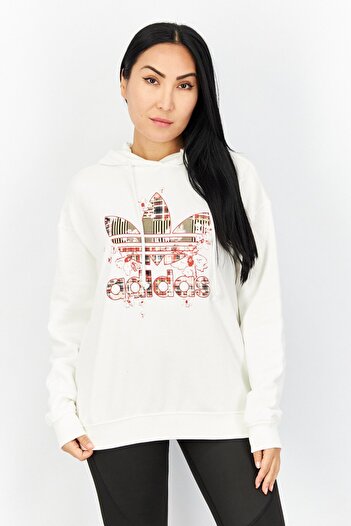 Adidas Originals Women Sportswear Fit Long Sleeves Training Hoodie, White Combo