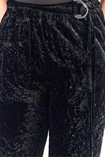 The Kooples Women Regular Fit Textured Velvet Pants, Black