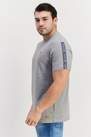 Canadian Peak Men Crew Neck Short Sleeve Brand Logo T Shirt, Grey Combo