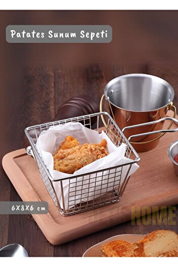 Jet's Home Square Potato Presentation Basket Stainless Steel Potato Holder Frying Rack 6X8X6 cm