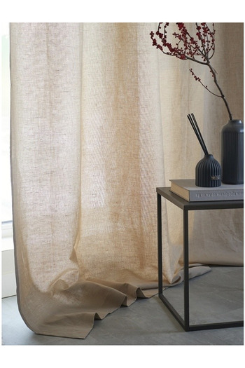 Perdeplus Unified Vintage 100% Cotton Rustic Natural Buldan Linen Curtain Single Wing