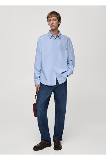 MANGO Man 100% cotton striped shirt