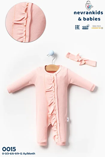 nevrankids Baby Girl Long Sleeve Ribbed-Ruffle Jumpsuit