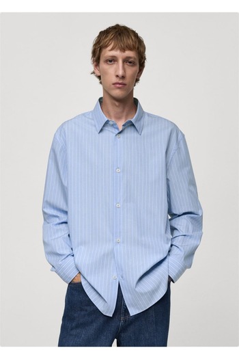 MANGO Man 100% cotton striped shirt
