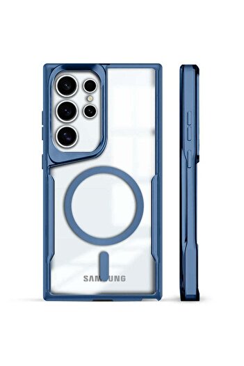 Fibaks Samsung Galaxy S24 Ultra Kılıf Prizma Kamera Çıkıntılı Magsafe Şarj Destekli Mat Renkli Şeffaf Kapak